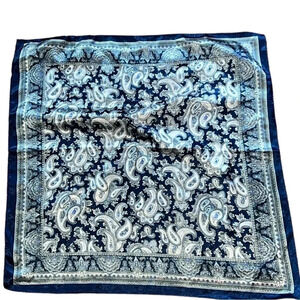 Vintage style Navy  Paisley pattern square silky scarf
